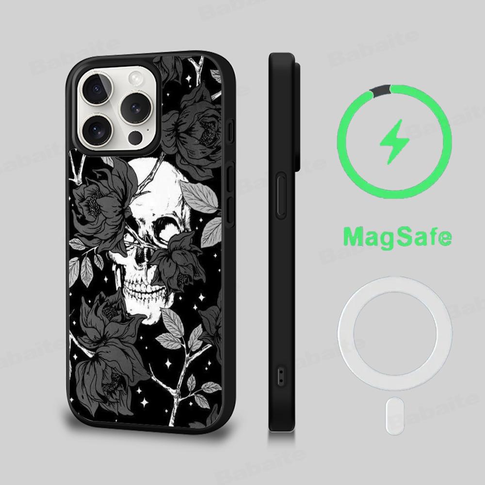 Spooky Skull Patterns Phone Case Magnetic Case For IPhone 16 14 13 12 11 15 Pro Max Plus For Magsafe Wireless Charge Cover