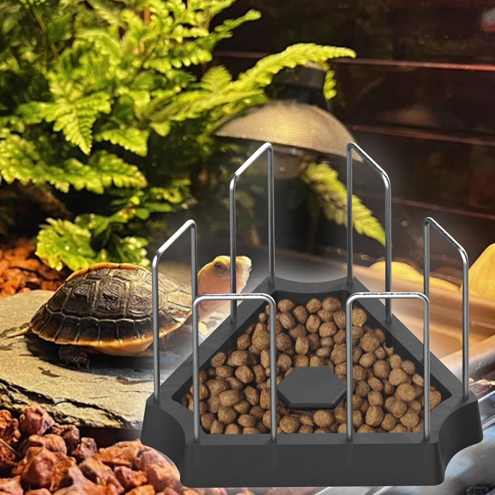 

Tortoise Feeding Dish Drinking Tray Anti Tip Water Turtle Food Bowl for Crawl Pet Semi чёрный