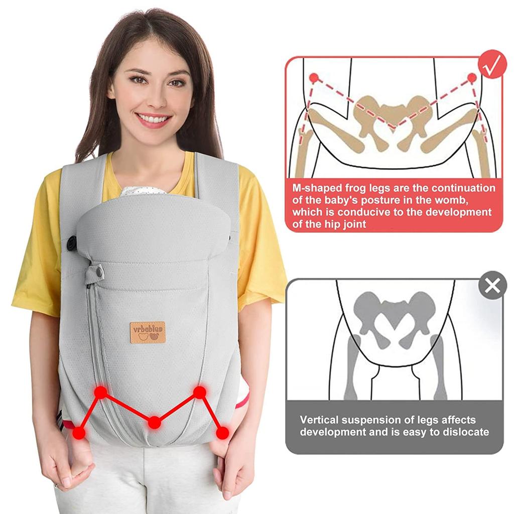 Vrbabies Baby Neugeborenen- und Babytrage für Mama und mit Lendenwirbelstütze Leicht und Babygeschenk Tragetuch, Trage, Face-to-Face Vorwärtsgerichtet, Papa, Stütze,