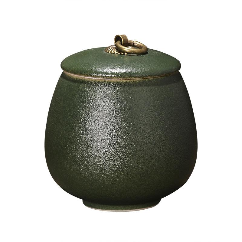 Matte Ceramic Sealed Tea Caddy with Lid Moisture-proof Portable Mini Jar Storage Box Coffee Bean Candy Storage Container Home