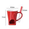 Mini Ceramic Fondue Mug with Fork 3.3x4.3inch Accessories Multifunctional Easy to Clean for