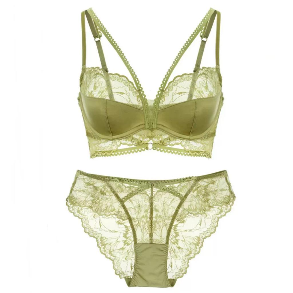 Set Lingerie Sexy Sottile in Pizzo Francese, Set Reggiseno Minimizer Anti-Caduta per Donne con Seno Abbondante