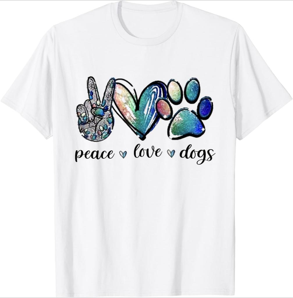 Peace Love Dogs Watercolor Graphic T-shirt