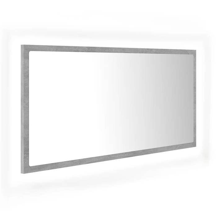 VidaXL LED Bathroom Mirror Concrete Grey 90x8.5x37 Cm Acrylic 804936
