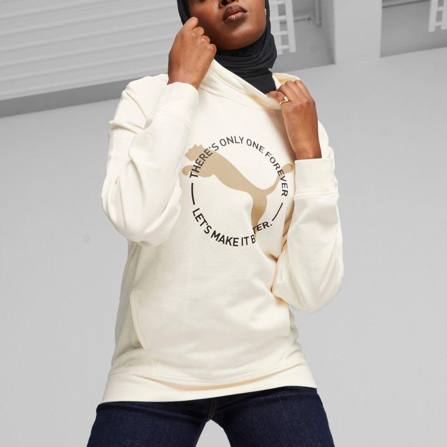 Puma Lepší sportovní mikina s kapucí s potiskem písmen Dámské mikiny Bílá 676068-99