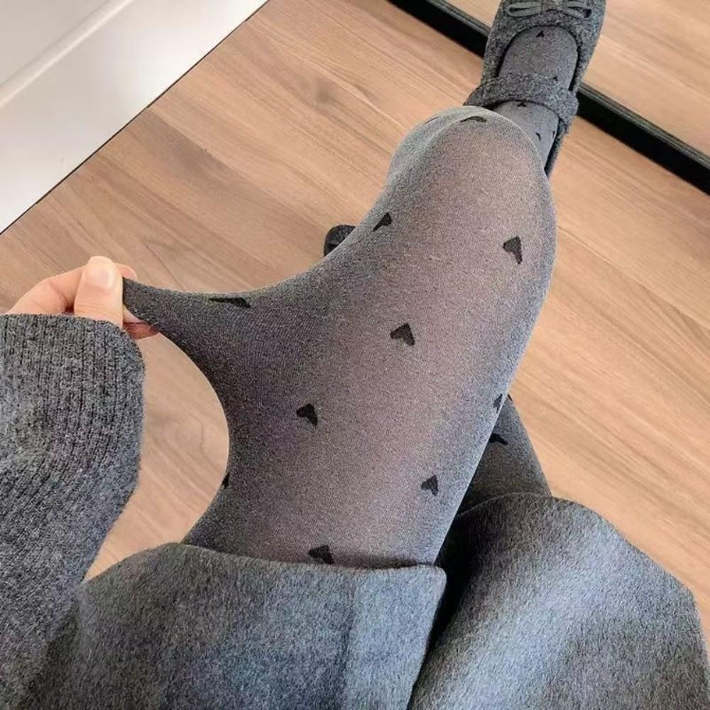 Elastic Polka Dot Tights Polka Dot Heart Pattern Women's Winter Leggings Pantyhose  Autumn & Winter