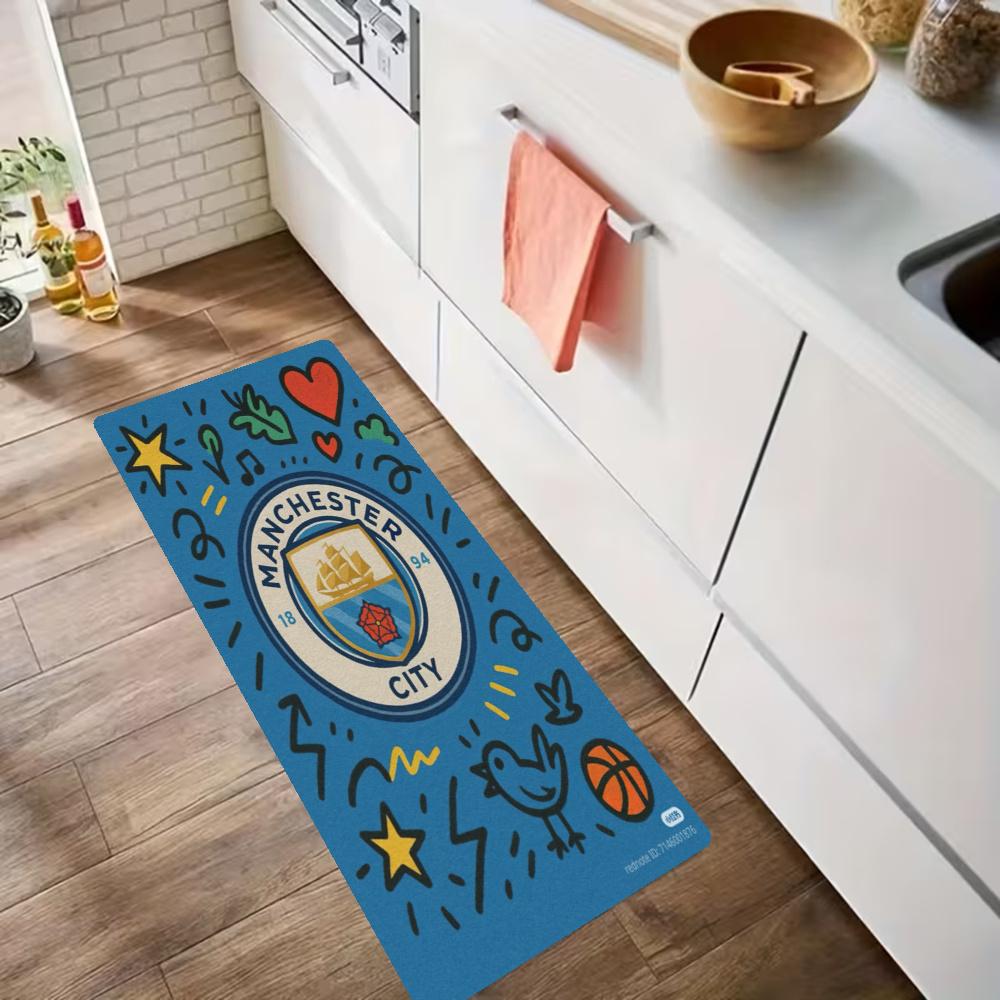 Manchester City Kitchen Floor Mat Long Strip Mat Antislip Machine Washable Suitable For Bathrooms Laundries Home Decoration Carpets