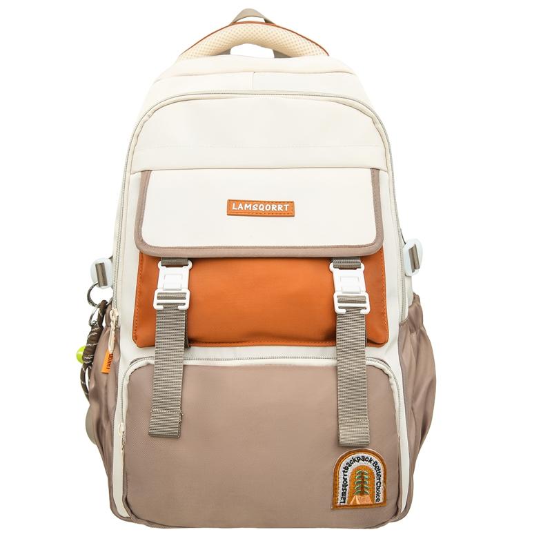 Student Skolväska Ryggsäck Stor Kapacitet Dam Färgblock Ryggsäck