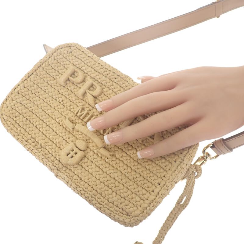 PRADA  1BH196 Shoulder Bag natural/beige Raffia/leather Women