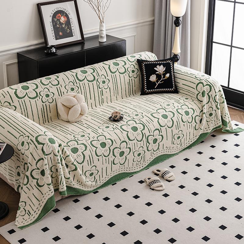 Flower Thicken Chenille Sofa Cover Sofa Blanket Cushion Anti-Cat Scratch Washable Blanket Sofa Towel Suitable for Bed and Sofa