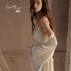DZ Guiruo Brand Underwear Sexy Deep V Plus Chest Pad Perspective Lace Suspender Nightdress Robe Pure Desire Set 1890