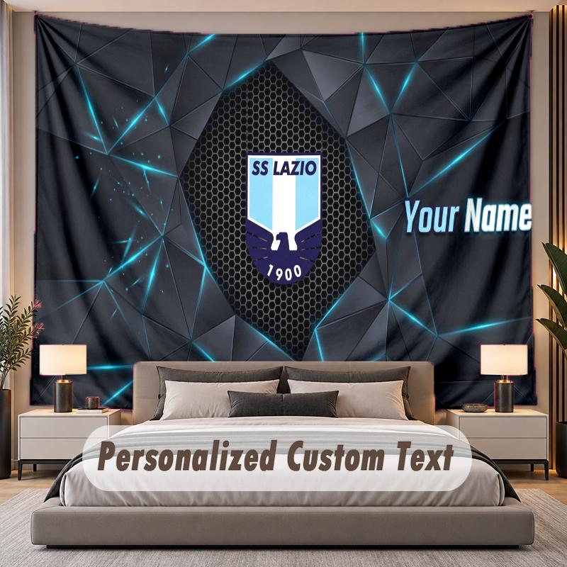 Custom Name Text Tapestry Lazio FC Personalized Polyester Wall Tapestry For Bedroom And Room