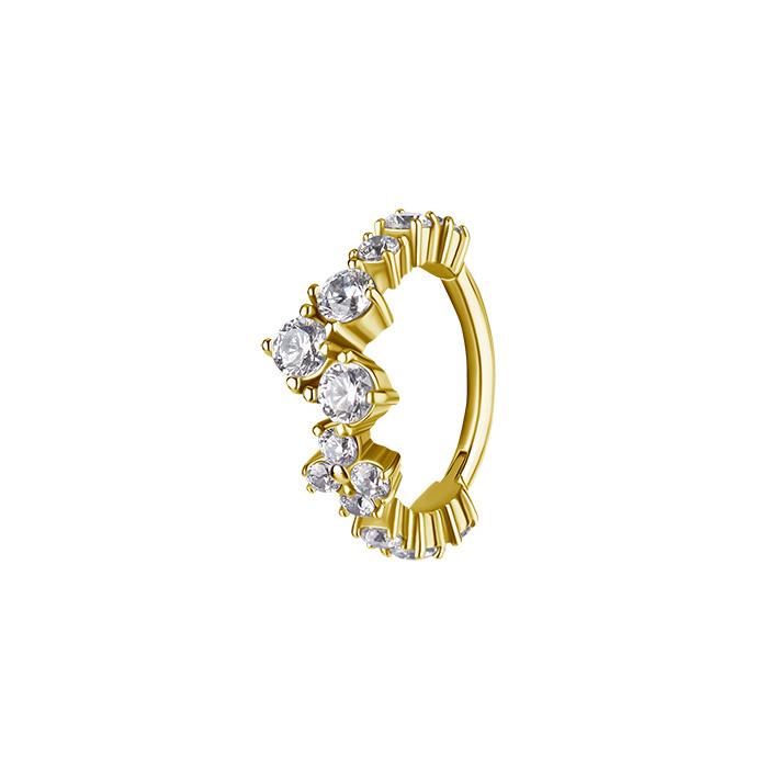 Clicker Hoop Earring With White Zircons - Cocr Nf - Gold - K-066 1.2/10