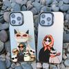 White Cat And Fashion Women Pattern Phone Case For Samsung S24 S23 Ultra Plus FE S25 S22 Ultra Plus S21 FE Laser Shockproof Case