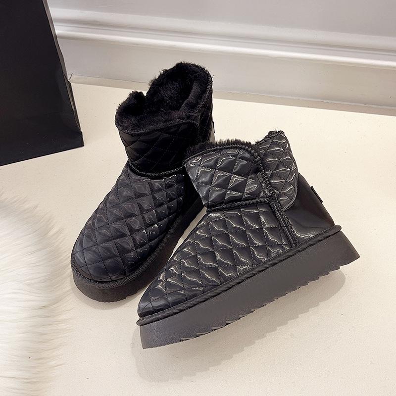 Processing customized new winter non-slip velvet thick-soled popular fashionable versatile snow boots women's comfortable cotton shoes