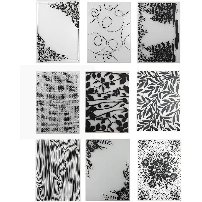 9 шт. Пластиковые папки для тиснения для изготовления открыток, шаблон для машины для тиснения, форма, бумага, открытка, трафарет для тиснения, папка для тиснения с цветком и листом для