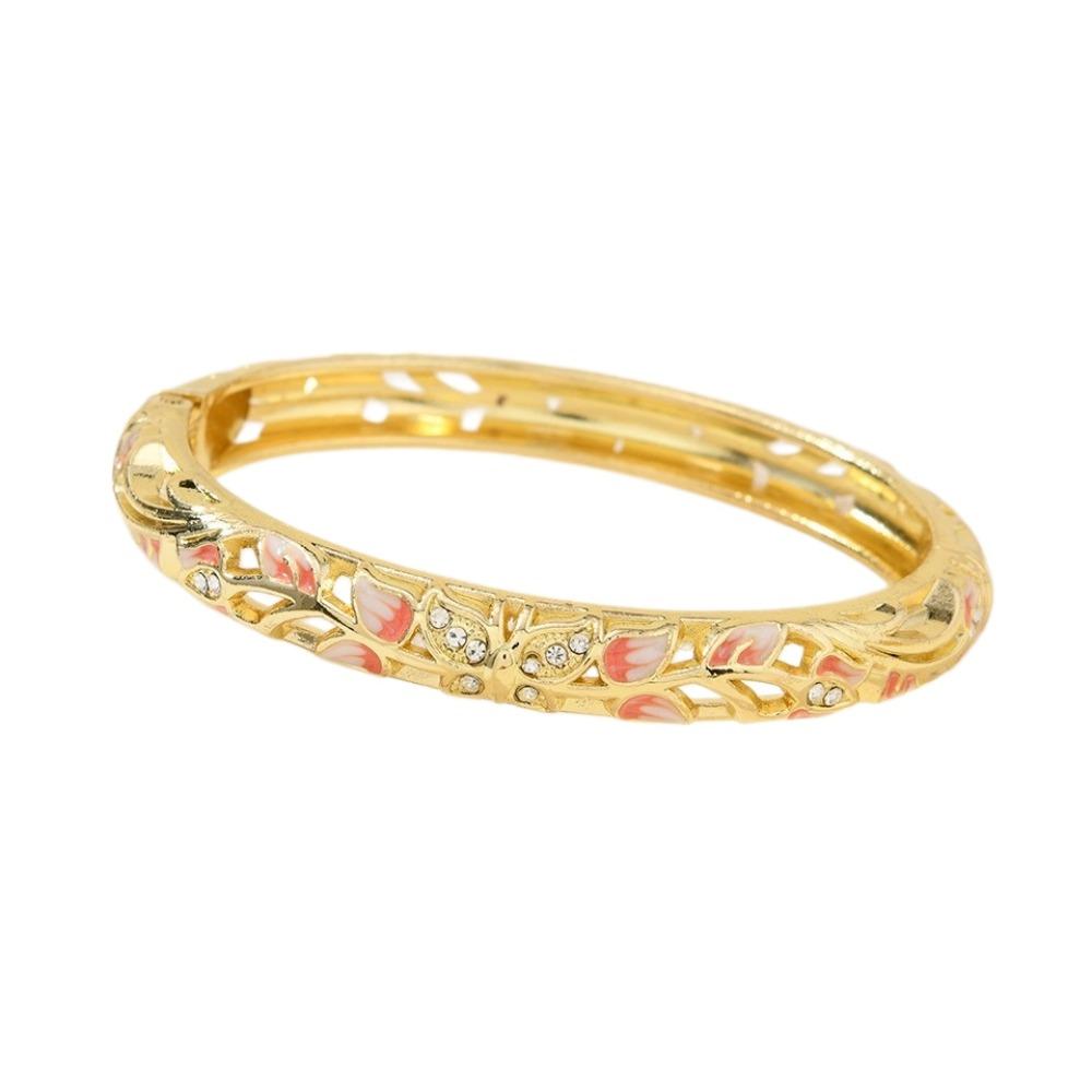 Colorful Vintage Cloisonne Bangle Enamel Women's Hand Bracelet Flower Crystal Bangle  Girls