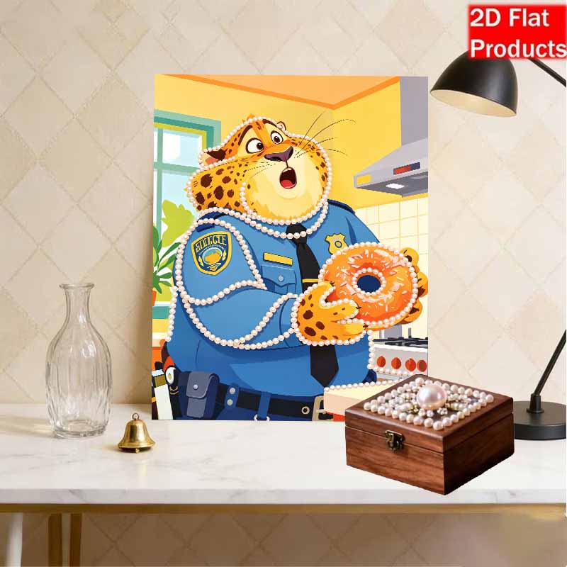 Disney Pearl Art DIY Kit Officer Clawhauser Zootopia  Pearl Gemstone Painting Home Wall Decor Craft