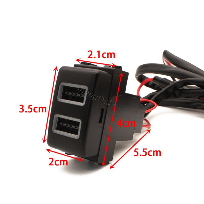 1PC Orange LED Light Car Quick Charger Double USB Socket Adapter For Nissan Qashqai Tiida Teana Sunny Y61 Y62 X-Trail Sylphy