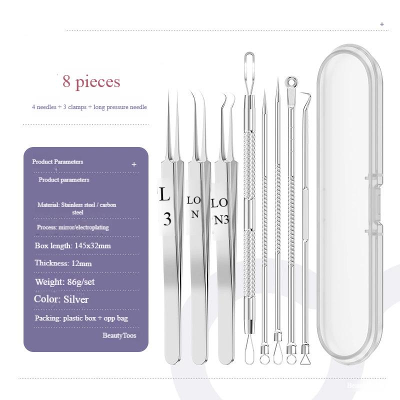 Professional Blackhead & Pimple Remover Kit - Stainless Steel Comedone Tweezers Acne Treatment Tools Set for Skin Care