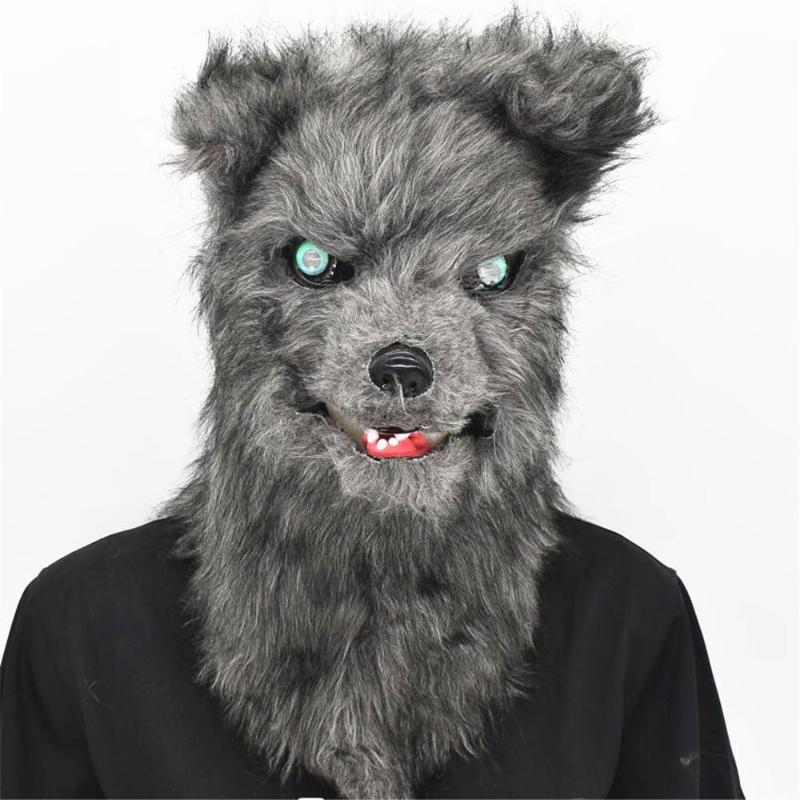 Open Mouthed Parody Wolf Head Mask Cute Animal Headpiece Funny Performance Prop Costume Party Halloween 1PCS