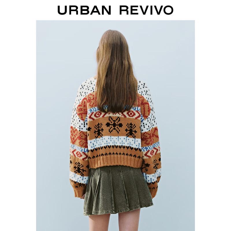 UR 2025 Spring Women's Retro Fair Isle Knit Sweater