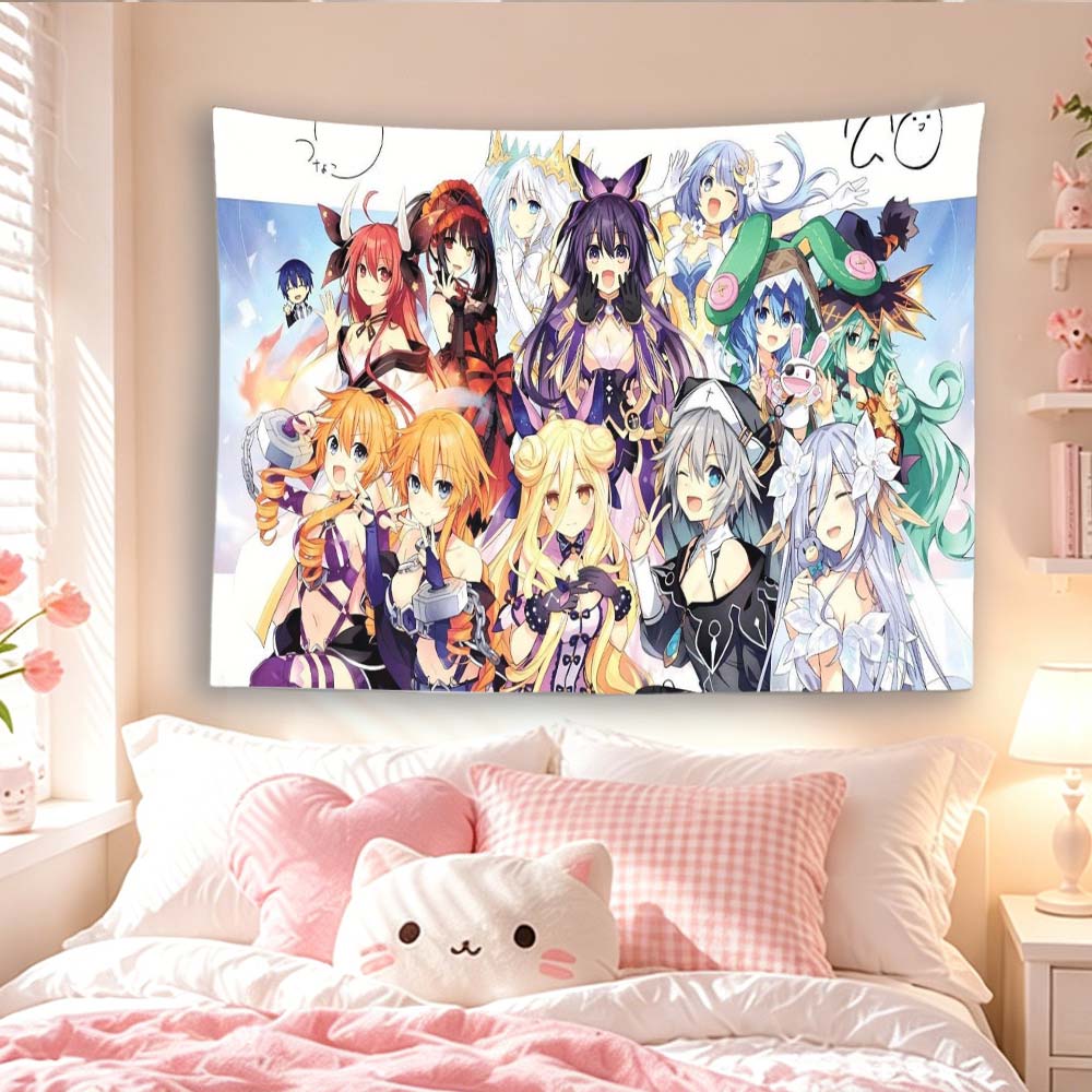 D-Date A Live Anime Girls Group Tapestry For Bedroom Dorm Living Room Otaku Room Home Wall Decor Fans Collection Gift