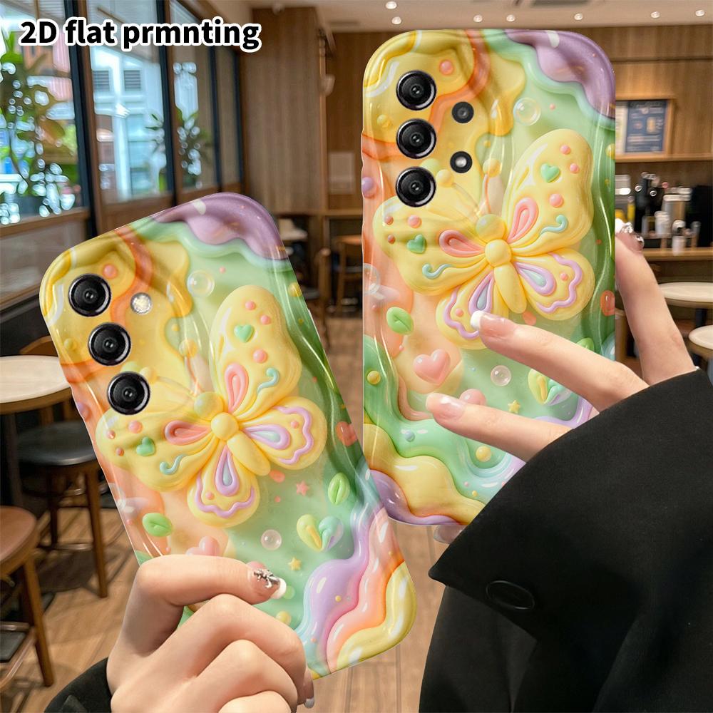 Phone Case: 2D flat, suitable for Samsung Galaxy A34 A35 M05 M06 S20 S22 S21 FE Plus 5G protective case, macaron-colored butterflies, perfect Christma