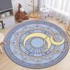 Dunkler Grund Gelbe Linie Magisches Pentagramm runder Teppich funktioniert als Gaming-Stuhl Bodenschutzmatte für Spielzimmer Schlafzimmer Heimdekoration