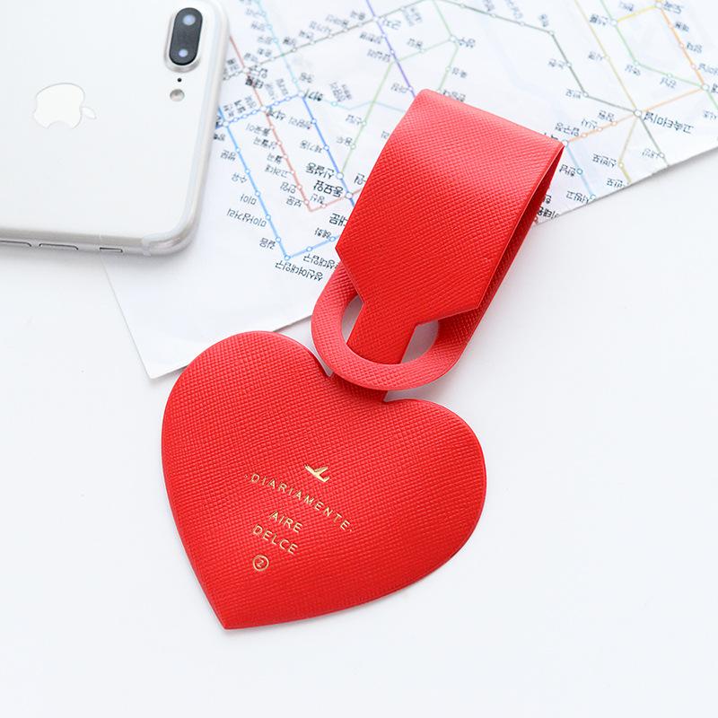 

Simple Heart Shape Leather Luggage Tag Women Travel Suitcase ID Address Holder Girls Baggage Tags Boarding Bag Portable Label красный