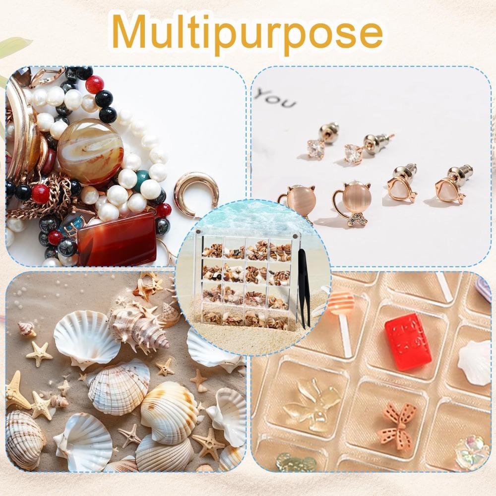 16-Grid Seashell Display Box Acrylic with Magnets Storage Display Organizer Box Durable Seashell Storage Box