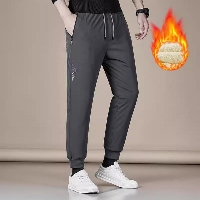 

Осенние и зимние брюки из овечьей шерсти, мужские теплые повседневные спортивные брюки с подкладкой, свободные прямые хлопковые брюки на сто ярдов, мужские 4XL темно серый