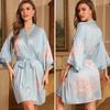 Yaoting Elegant Retro Chinese-Style Satin Nightgown for Women, Luxurious & Noble Home Bathrobe - Summer 3370.