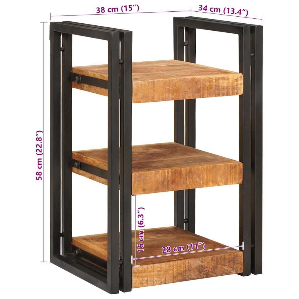 Nightstand Set of 2 Brown & Black Solid Mango Wood