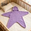 Coperta antivento per passeggino, sacco a pelo a forma di stella marina per neonato, copertina morbida in maglia per tutto il corpo con cappuccio comfort per neonato, anti-calcio, caldo, per dormire