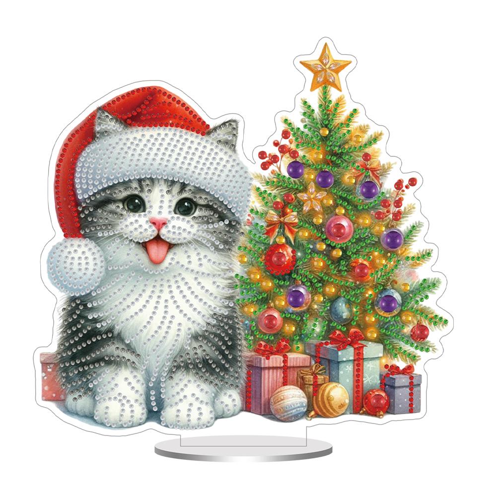 Acrylic Special Shaped Christmas Table Top Diamond Painting Ornament Kits Desktop Diamond Art Kits for Home Office Desktop Decor