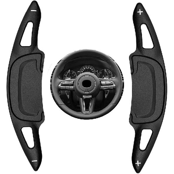 HIBEYO Sports Black CNC Billet Aluminum Steering Wheel Larger Paddle Shifter Extension Covers Compatible with for 2020 2021 mazda3 Axela Mazda 3 чёрный