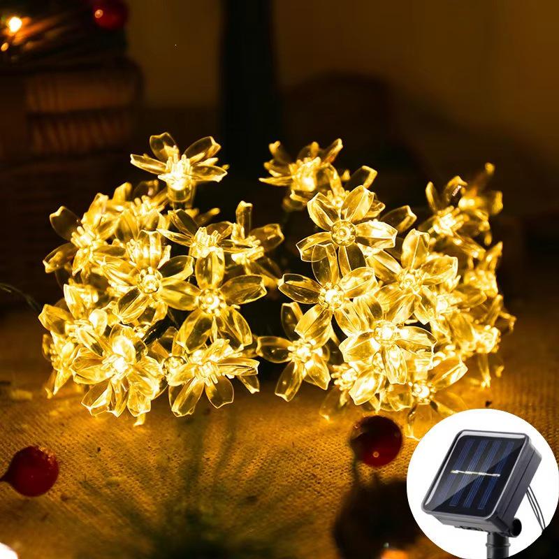 Cherry Blossom Solar LED String Lights: Colorful Outdoor Decor for Courtyards, Campgrounds, Weddings, Birthdays & More