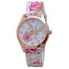 Montre-bracelet à Quartz décontractée et élégante pour femmes, rétro, imprimé de fleurs, bracelet en Silicone