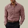 Chemise Décontractée Rayée pour Homme à Impression Numérique 3D à Manches Longues