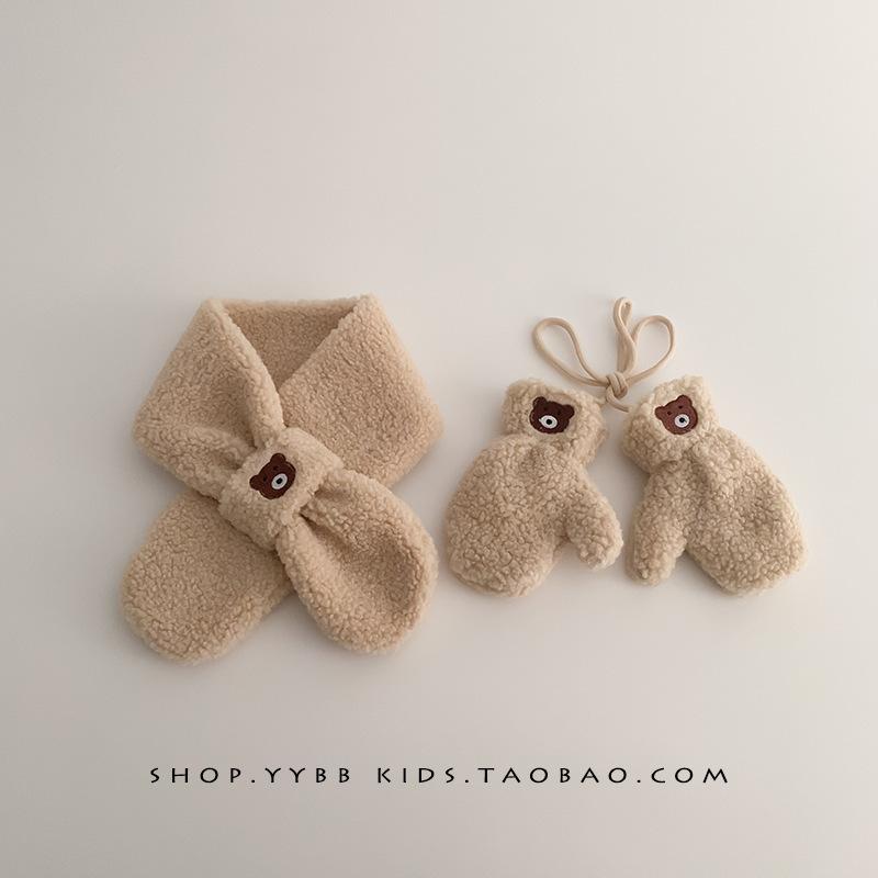 Ins coreeană drăguț ursuleț pentru bebeluși eșarfă mănuși pentru copii toamna și iarna băieți și fete eșarfă caldă pentru gât plus catifea pentru gât