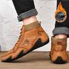 Zimowe Męskie Buty Casual High-top Ręcznie robione sztuczne Pluszowe Duży Rozmiar Gumowa Miękka Podeszwa Buty Męskie do Jazdy Samochodem