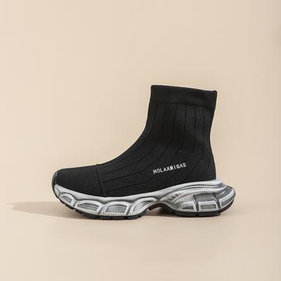 Sneakers Running Sock for Women Tennis Female Fabric Shoes Woman-shoes Platform Trainers Heels Neon Roses Thick Sole