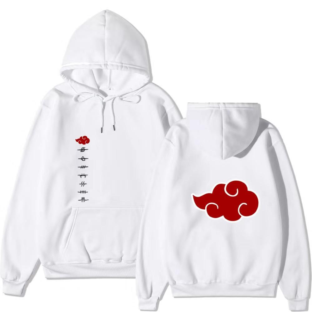 Unisex Naruto Akatsuki Hoodie, Double Side Red Cloud Symbol Print Anime Pullover Long Sleeve Hooded Sweatshirt