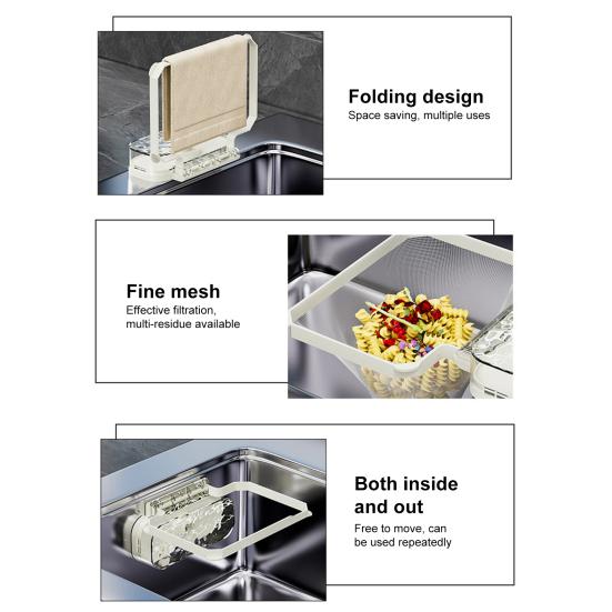 Disposable Sink Filter Rack with 100 Filter Mesh Bags Water Wave Texture Waste Rack Suction Cup Sink Strainer Rack Sink Filter Holder