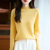 Women's Pure Color Wool Sweater - Half-High Collar, Loose Knit Pullover for Autumn/Winter
