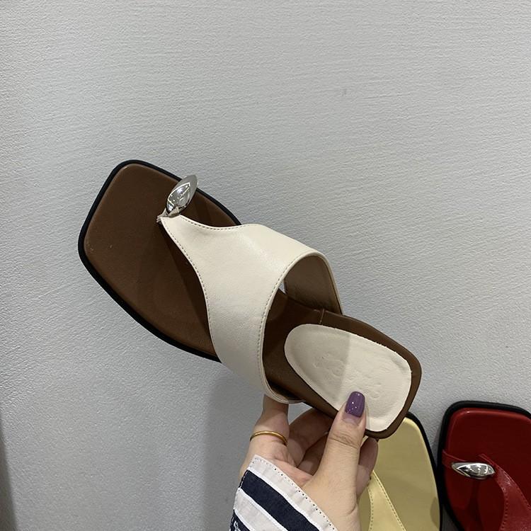 Wedge heel slippers pinch sandals women's shoes summer wear beach shoes silver sandals Roman shoes women's shoes