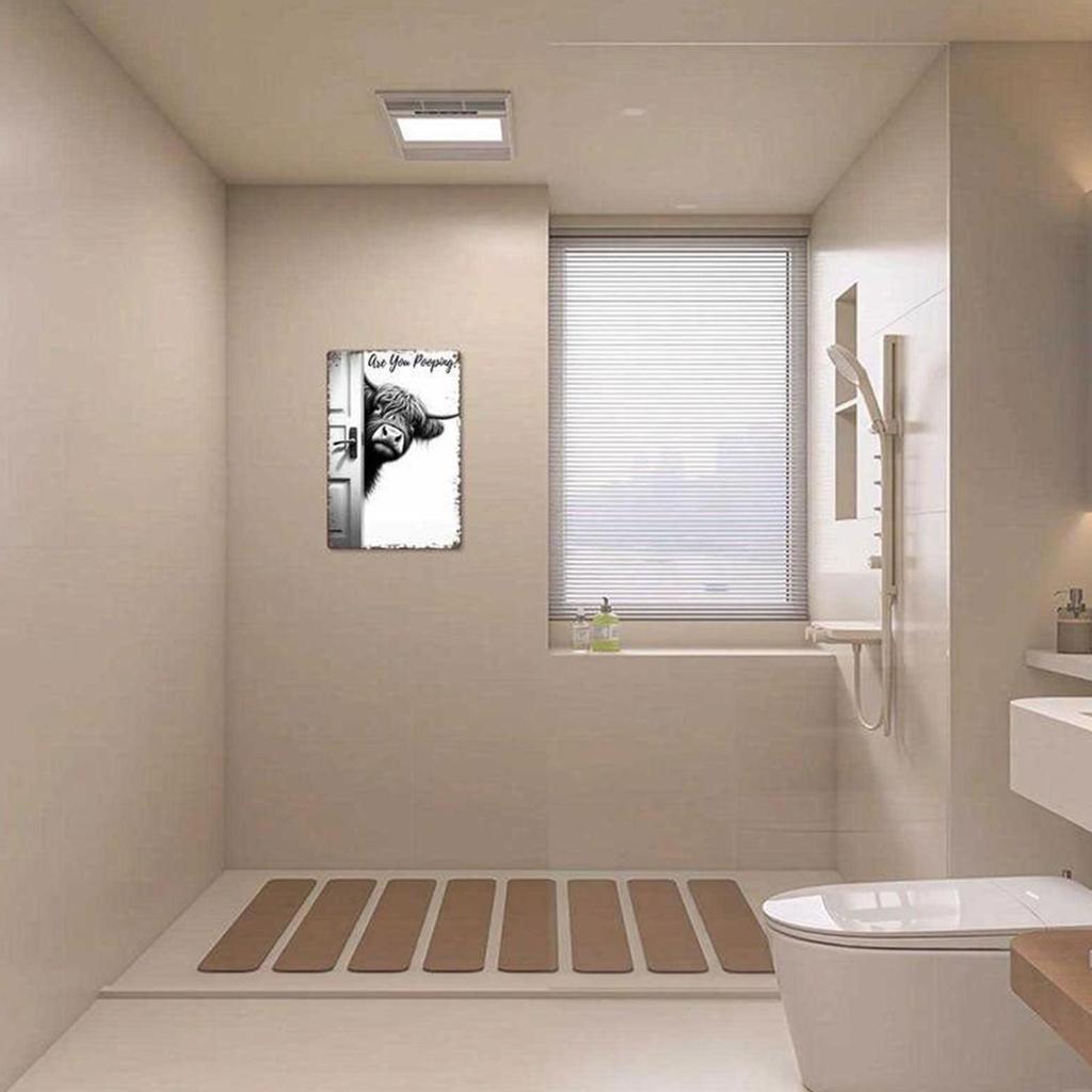 11x11cm Lustige Bauernhaus Badezimmer Wandkunst Modernes Tierbild Dekor für Toilette, Rustikales Schild für Büro Wohnung Toilettentür