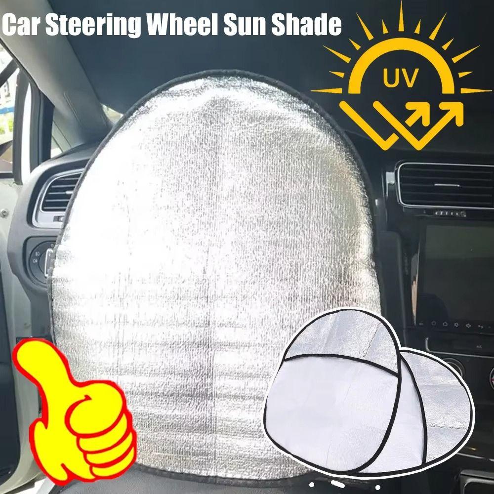 1Pcs Silver Sun Shade Sun Protection Anti-UV Sunscreen New Steering Wheel Cover  Car Supplies