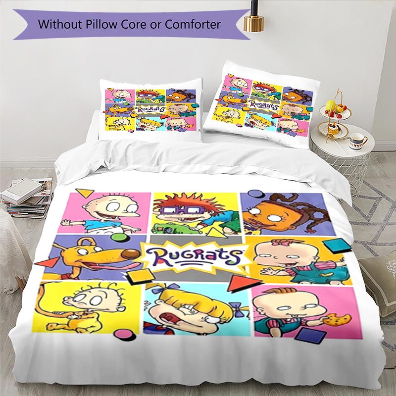 3pcs Rugrats in paris4 Design Cover Set - HD Printed Bedding with 1 Cover and 2 Pillowcases - Perfect for Home and Dorm Decor